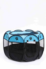 Octagonal Cage Fence Pet Cloth Tent Easy Storage Cat Nest (Option: Blue-S Code)