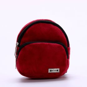 Flannel Cat Dog Portable Backpack For Snacks (Color: Red)